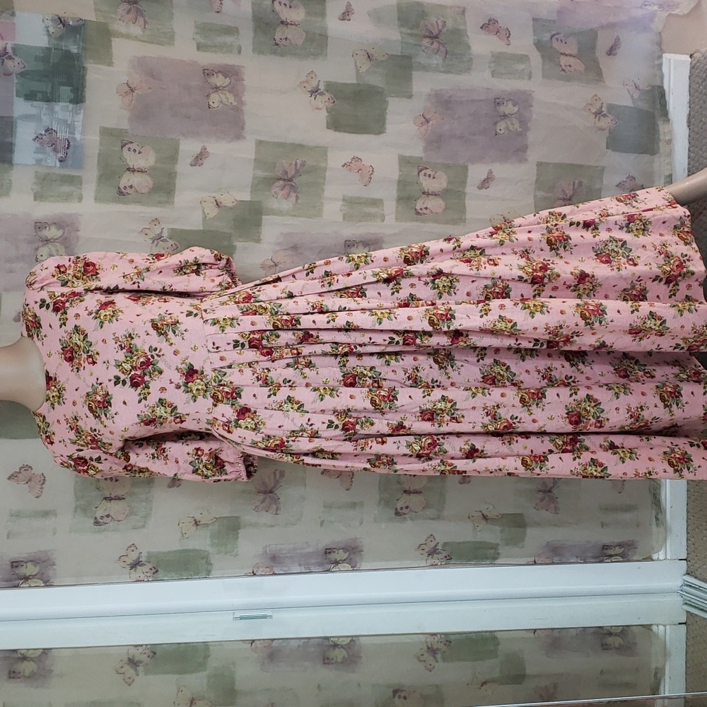 VTG Isabel Garcia pink floral print maxi dress